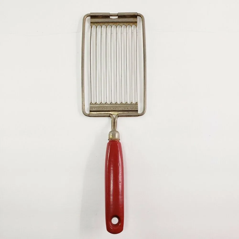 Vtg Ekco Slicer Red Wood Handle Cheese Tomato Kitchen Utensil Gadget USA